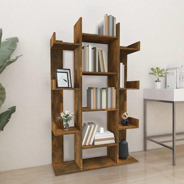 vidaXL Boekenkast 86x25,5x140 cm bewerkt hout gerookt, Huis en Inrichting, Kasten | Boekenkasten, Nieuw, Verzenden