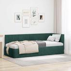 vidaXL Hoek Bed Frame met hoofdeinde Donkergroen 80 x 200 cm, Huis en Inrichting, Slaapkamer | Bedden, Verzenden, Nieuw
