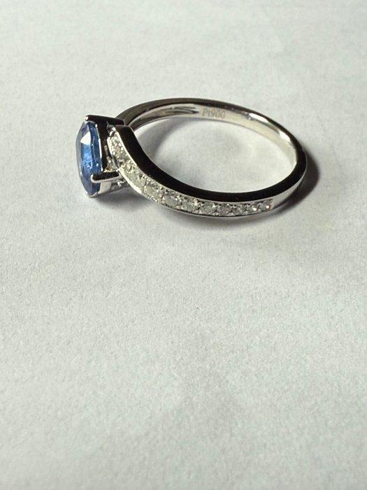 Zonder Minimumprijs - Ring Platina - 1.31ct. tw. Saffier -, Handtassen en Accessoires, Ringen