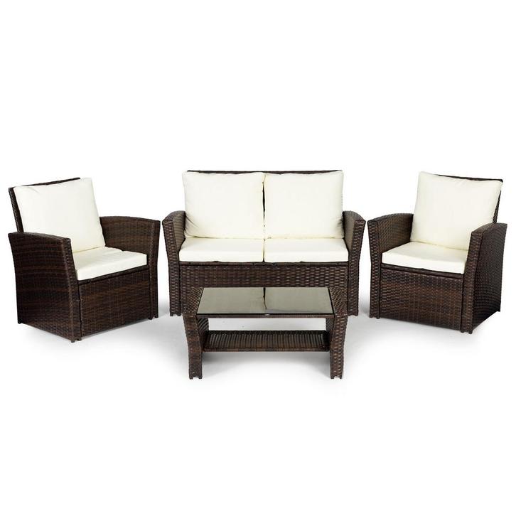 Loungeset 4p Polyrattan | Retour Deal | 65% VOORDEEL!, Tuin en Terras, Tuinsets en Loungesets, Nieuw, Rotan, Loungeset, 4 zitplaatsen
