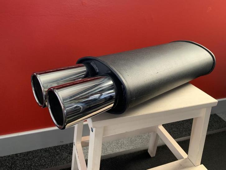 Einddemper xl universeel met dubbel 3 inch rvs eind tips, Auto-onderdelen, Uitlaatsystemen, Nieuw, Ophalen of Verzenden