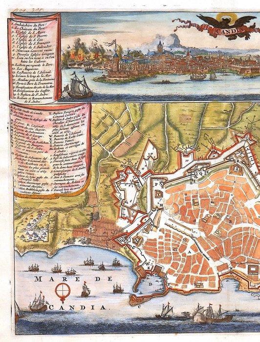 Griekenland - Kreta; O. Dapper - Candia - 1703, Boeken, Atlassen en Landkaarten