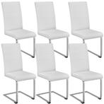 tectake Swingstoelen, kunstleer - wit, Set van 6, Verzenden, Nieuw