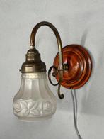 Lampe murale - Bois, Verre, Laiton - Applique murale