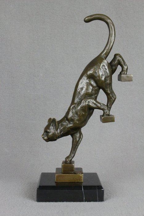 after DeCoux - sculptuur, Cat Descending Stairs - 1,8 kg -, Antiquités & Art, Curiosités & Brocante