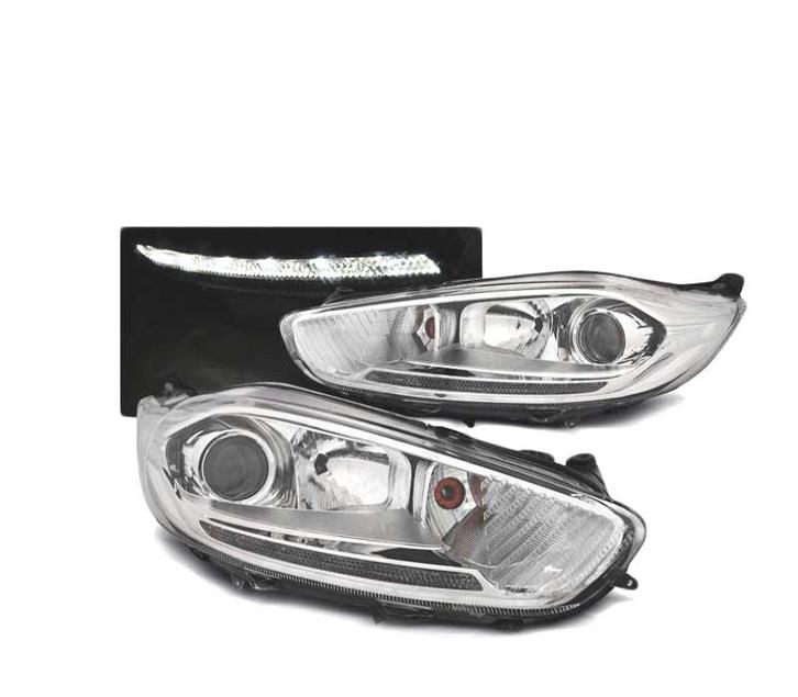 PHARES POUR FORD FIESTA MK7 13-16 LED TRU DRL CHROMÉ, Auto-onderdelen, Verlichting, Verzenden
