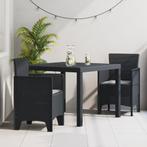 vidaXL 3-delige tuinset met kussens - Anthraciet Poly Rattan, Tuin en Terras, Tuintafels, Verzenden, Nieuw