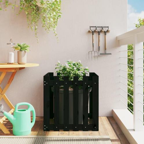 vidaXL Jardinière avec design de clôture noir 60x60x60, Jardin & Terrasse, Pots de fleurs, Neuf, Envoi