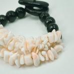Corail - Onyx - Bracelet - Corail rose et onyx, Nieuw