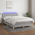 vidaXL Boxspring met matras en LED stof lichtgrijs 140x200, Verzenden, Nieuw