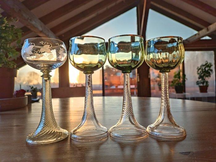 Wijnglas (4) - Kristal - Jugendstil wijn glazen, Antiek en Kunst, Antiek | Glaswerk en Kristal