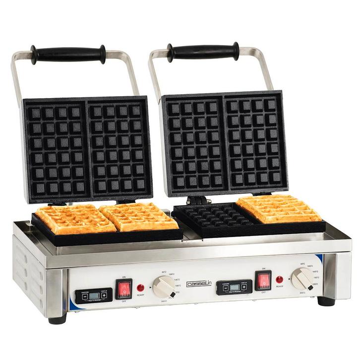 Wafelijzer | RVS | Dubbel | 3.2kW | Bakplaat 6x4 |, Zakelijke goederen, Horeca | Keukenapparatuur, Nieuw in verpakking, Verzenden