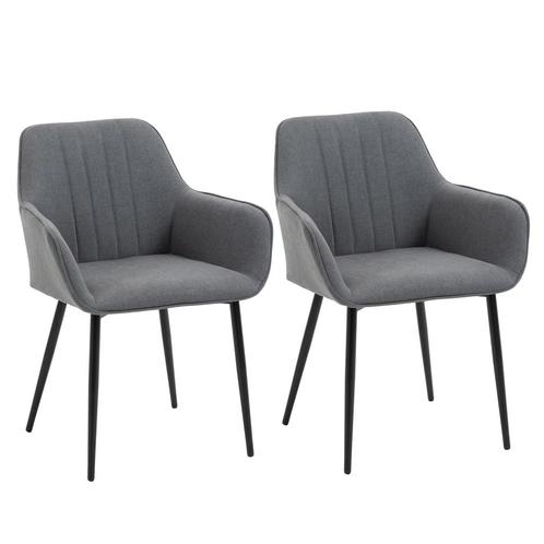 TRUUSK Set van 2 Comfortabele Eetkamerstoelen - Ademende Lin, Huis en Inrichting, Stoelen, Verzenden