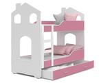 Kinder stapelbed roze - 160 x 80 cm - huisbed inclusief m..., Ophalen of Verzenden, Nieuw