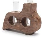 Decoratief wooden flowerholder met 2 reageerbuisjes 20x5x15, Nieuw