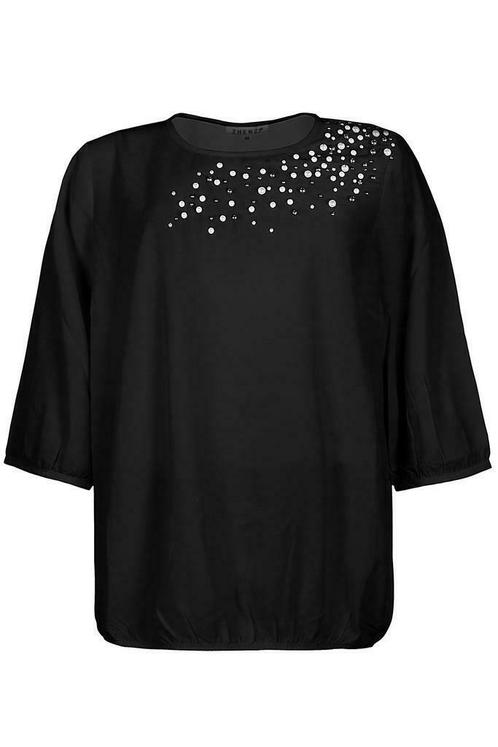 Shirt Zhenzi parel detail hals maat M=46-48, Kleding | Dames, T-shirts, Verzenden