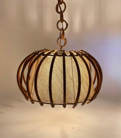 Louis Sognot - Lustre - Rotin, tissu, Antiek en Kunst, Kunst | Designobjecten