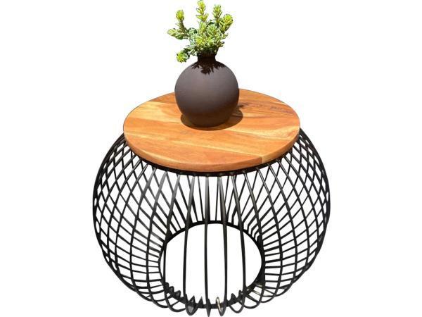 Veiling - Salontafel Mangohout Rond – 65×65×51 cm, Huis en Inrichting, Tafels | Bijzettafels