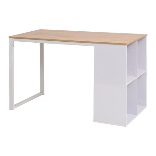 vidaXL Schrijftafel 120x60x75 cm eikenkleur en wit, Huis en Inrichting, Bureaus, Nieuw, Verzenden