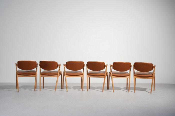 V. Schou Andersen - Kai Kristiansen - Stoel (6) - Eik, Leder, Antiek en Kunst, Curiosa en Brocante