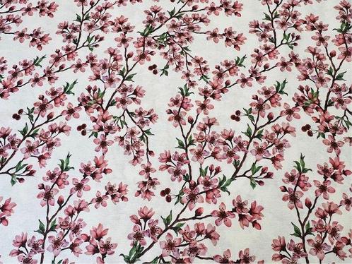 Primavera Eterna: Bekleding met Kersenbloesem in Bloei -, Antiek en Kunst, Antiek | Tapijten, Tafelkleden en Textiel
