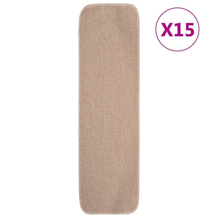 vidaXL Trapmatten 15 st anti-slip rechthoekig 75x20 cm beige, Doe-het-zelf en Bouw, Ladders en Trappen, Nieuw, Verzenden