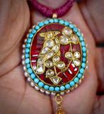 Diamant - Ovale dubbelezijdige hanger in 22 kt. goud,