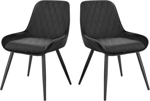 2x eetkamerstoelen - zwarte stoel met frame - fluweel, Huis en Inrichting, Stoelen, Verzenden