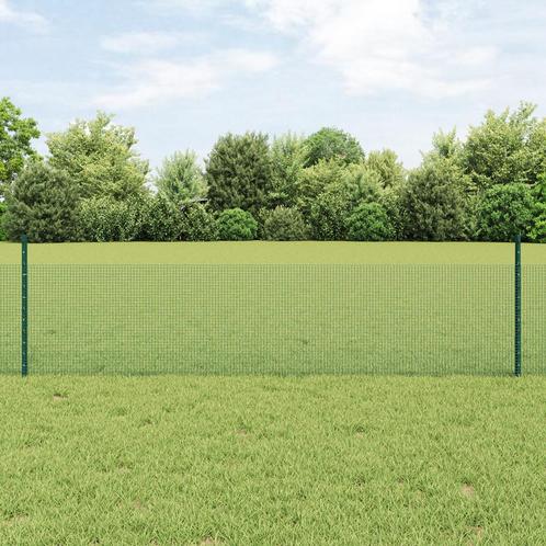 vidaXL Gelast Draadhek met 11 U Palen Groen 0.5x25 m Staal, Tuin en Terras, Tuinhekken en Hekwerk, Nieuw, Verzenden