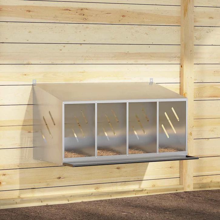 vidaXL Kippennestkast met 4 vakken gegalvaniseerd metaal, Dieren en Toebehoren, Knaagdieren en Konijnen | Hokken en Kooien, Nieuw