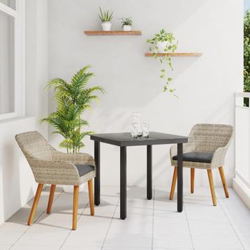 vidaXL Eetkamerset 3 pcs Licht grijs en zwart Medium, Verzenden