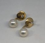 Oorbellen Zoetwaterparels - Geel Goud 18K -  0.20ct. tw., Nieuw