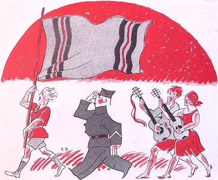 Spotprent over de A.J.C. (lijst optie, Lithos), Antiquités & Art, Art | Lithographies & Sérigraphies, Envoi