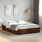 vidaXL Bedframe bewerkt hout metaal bruin eikenkleur 120x200, Huis en Inrichting, Slaapkamer | Bedden, Verzenden, Nieuw