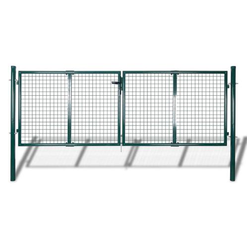 vidaXL Poort 306x150 cm staal groen, Tuin en Terras, Tuinpoorten, Nieuw, Verzenden