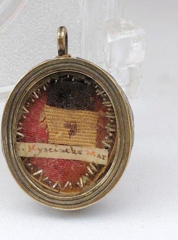 Reliekhouder - Glas, Textiel, Verzilverd - Begin 20e eeuw -