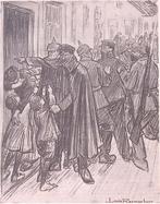 Spotprent Duitse militairen sturen arbeiders naar Duitsla..., Verzamelen, Verzenden, Foto of Poster