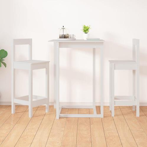 vidaXL Barstoelen 2 st 40x41,5x112 cm massief grenenhout wit, Huis en Inrichting, Barkrukken, Nieuw, Verzenden