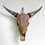 Koe Skull Art - Authentieke handgesneden bruine