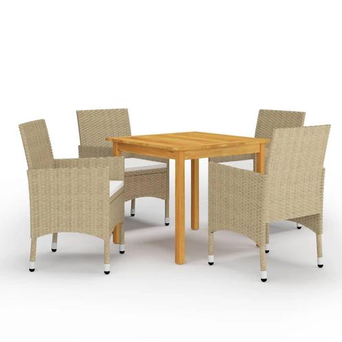 vidaXL Ensemble Ã  manger de jardin 5 pcs Beige, Jardin & Terrasse, Ensembles de jardin, Neuf, Envoi