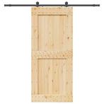 vidaXL Schuifdeur met beslag 100x210 cm massief grenenhout, Doe-het-zelf en Bouw, Deuren en Vliegenramen, Verzenden, Nieuw