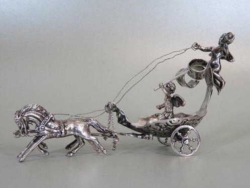 1976, Strijdwagen met paarden & puttis / cupidos (J.M. van, Antiek en Kunst, Antiek | Zilver en Goud