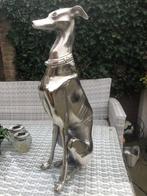 Sculpture, groot 70 cm aluminium statig honden beeld whippet