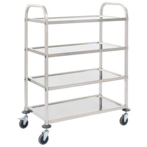 vidaXL Keukentrolley 4-laags 107x55x125 cm roestvrij staal, Huis en Inrichting, Keuken | Keukenbenodigdheden, Nieuw, Verzenden