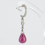 Oorbellen - 18 karaat Witgoud Robijn - Diamant, Handtassen en Accessoires, Oorbellen, Nieuw