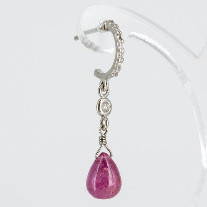 Oorbellen - 18 karaat Witgoud Robijn - Diamant, Handtassen en Accessoires, Oorbellen