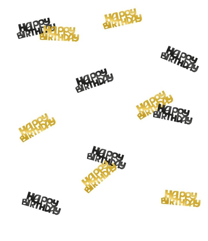 Tafelconfetti Happy Birthday Goud/Zwart 20gr, Hobby en Vrije tijd, Feestartikelen, Nieuw, Verzenden