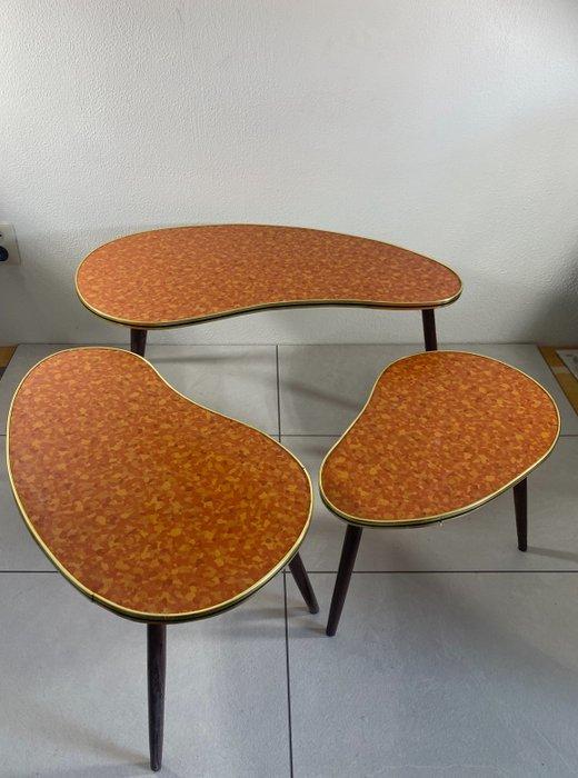 Set bijzettafels - ABS, Hout - Drie bijzettafeltjes, Antiek en Kunst, Kunst | Designobjecten