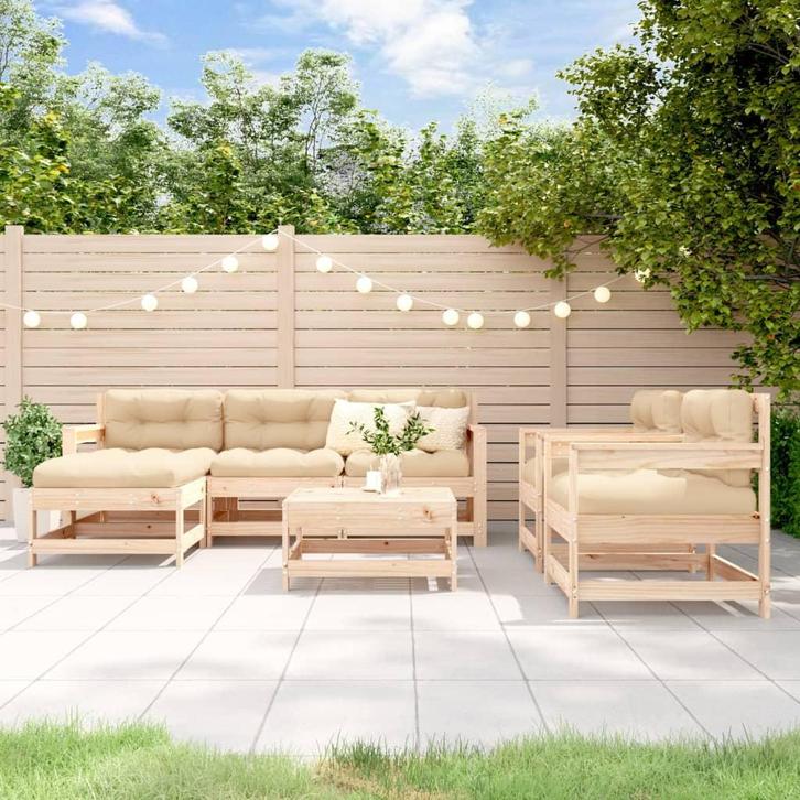 vidaXL 7-delige Loungeset met kussens massief teak, Tuin en Terras, Tuinsets en Loungesets, Loungeset, Nieuw, Verzenden