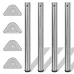 vidaXL Tafelpoten in hoogte verstelbaar geborsteld nikkel, Verzenden